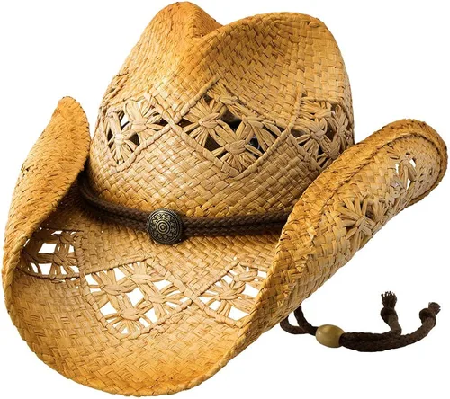 Vista 2 de SonomaDeadwood Trading rafia paja de vaquero sombreros para hombres y mujeres Hit la playa en vaquera estilo lindo sombrero de verano Wala