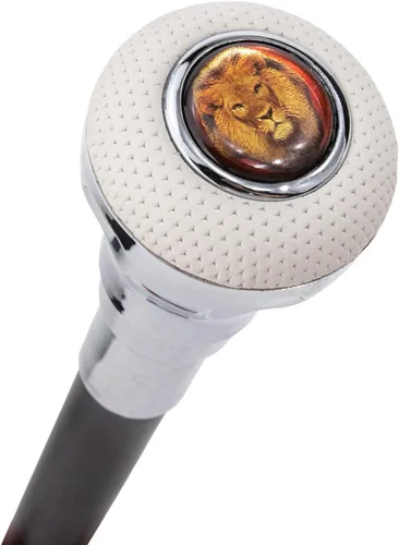 Vista 3 de White Black Lion Head Silver Walking Cane Fashion Decorative Walking Stick Elegant Cosplay Cane Crosier 92cm
