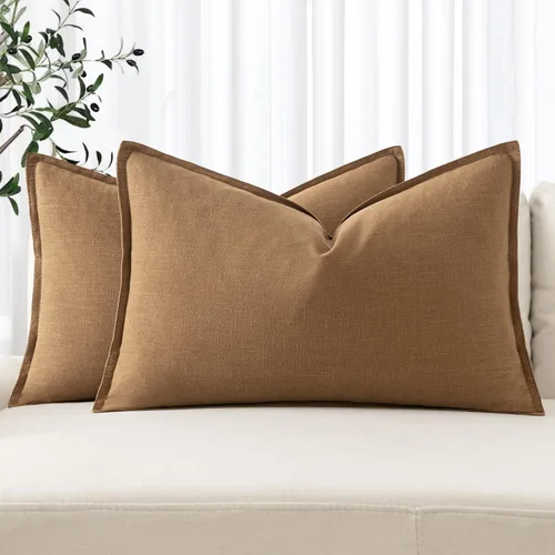 Vista 59 de MIULEE - Juego de 2 fundas de almohada decorativas de lino, estilo bohemio, rústico, neutral, para sofá, cama, 16 x 16 pulgadas, color marrón