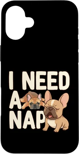 Vista 23 de I Need a Nap Funny French Bulldog Mom Life Tired Parent Case for iPhone 16