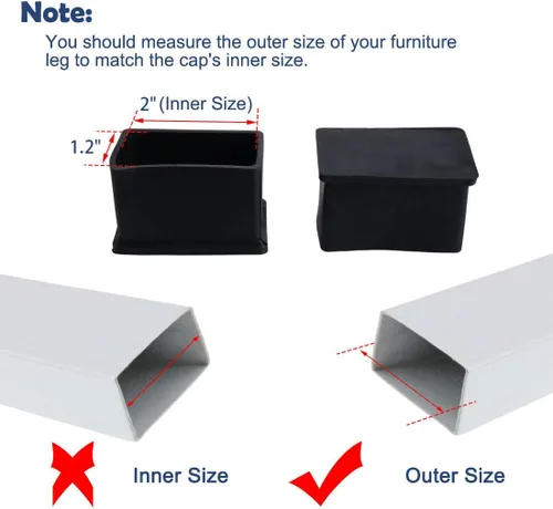 Vista 3 de uxcell Tapas rectangulares de goma para patas de silla, almohadilla de extremo, cubierta de pies para muebles, protector de suelo deslizante