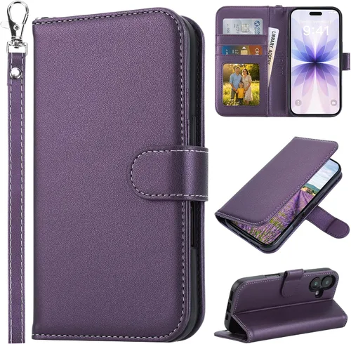 Vista 29 de ULAK Funda tipo billetera compatible con iPhone 15 para mujeres, funda tipo cartera con estampado floral de piel PU premium con porta tarjetas