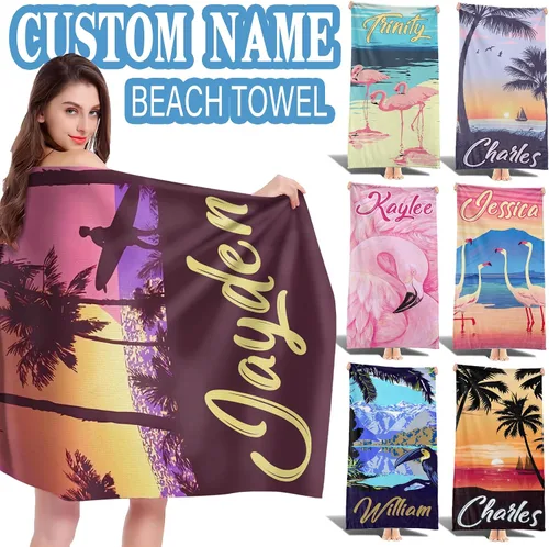 Vista 2 de Toallas de playa personalizadas para niños y adultos, toallas de microfibra personalizadas sin arena para playa, toalla de piscina de secado rápido