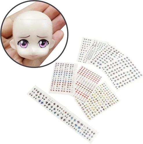 Vista 6 de EXCEART Calcomanías para ojos de muñeca con calcomanías de agua para cejas, 8 hojas de estilo mixto para bricolaje, muñeca de arcilla, maquillaje