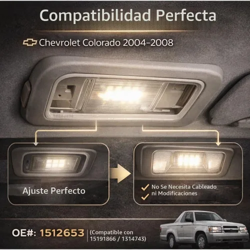 Vista 6 de KIMISS Lámpara LED para Interior de Coche, 15126553 Lámpara de Techo Cúpula para Interior de Coche Compatible con Colorado 2004-2008
