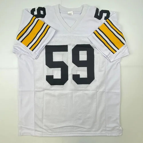 Vista 4 de Camiseta de fútbol blanca de los Pittsburgh 88 firmada por Jack Ham HOF con COA JSA