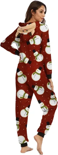 Vista 4 de Adisputent Pijamas de Navidad a juego para la familia, lindos conjuntos de pijamas de manga larga para parejas suaves de una pieza, divertidos