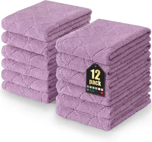 Vista 13 de Homaxy - Paquete de 12 trapos de cocina (13 x 19 pulgadas, marrón), de terciopelo coral supersuaves y absorbentes para lavar platos, paño