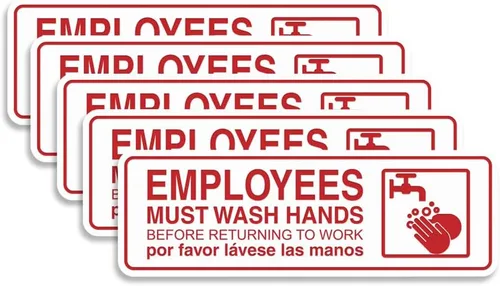 Vista 38 de Standard Employees Must Wash Hands - Letrero para puerta/pared, color negro, pequeño