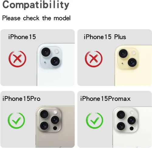Vista 3 de Protector de lente de cámara con diamantes brillantes compatible con iPhone 15 Pro y iPhone 15 Pro Max, cubierta de cámara de gemas con purpurina