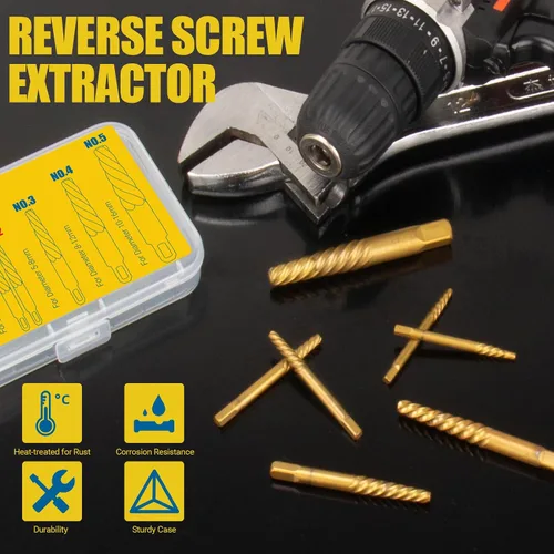 Vista 5 de Juego de 7 piezas de extractor de tornillos dañados, extractor de pernos fácil de quitar con adaptador de cambio rápido para quitar fácilmente