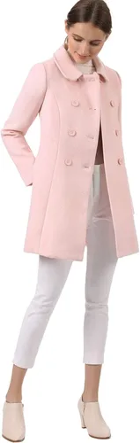 Vista 3 de Allegra K - Gabardina larga de invierno con cuello Peter Pan y botonadura doble para mujer