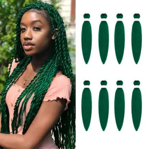 Vista 80 de 8 paquetes de extensiones preestiradas - 16 pulgadas de cabello trenzado premium, 55G/paquete, sin picazón, fijación en agua caliente, textura Perm