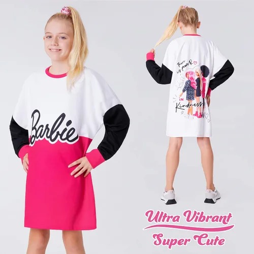 Vista 5 de Barbie - Sudadera con capucha de gran tamaño, vestido tipo suéter para niñas
