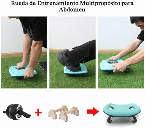 Vista 4 de Rodillo de abdominales para entrenamiento abdominal, equipo de ejercicio de rueda abdominal para entrenamiento de núcleo, rodillo de rueda abdominal
