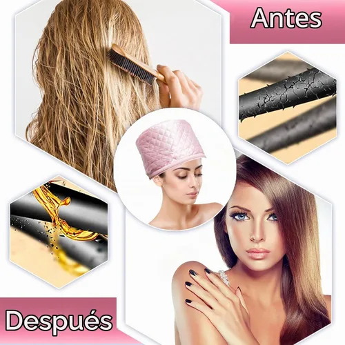 Vista 6 de Gorro térmico eléctrico de 110 V con 2 modos de control de temperatura para el cabello, spa, hogar, tratamiento térmico nutritivo para el cabello