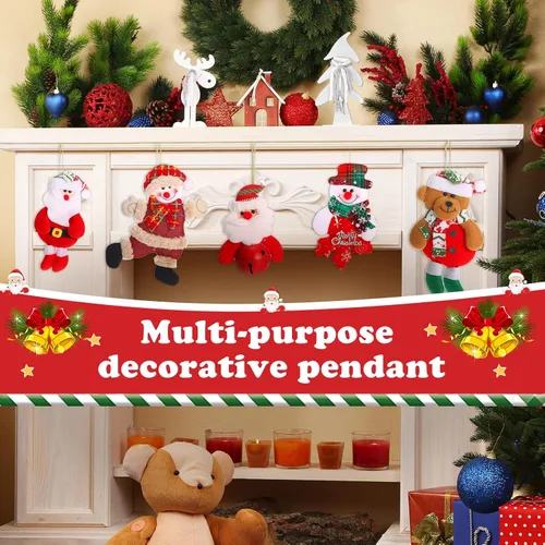 Vista 6 de Skylety 16 adornos de felpa para árbol de Navidad, Papá Noel, muñeco de nieve, oso, decoración de árbol de Navidad, colgantes de felpa, adornos