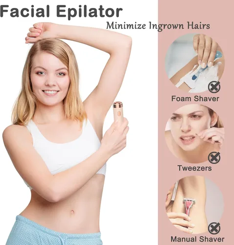 Vista 3 de Depiladoras depiladoras para mujeres, depiladora y eliminación de deslizamiento suave 2 en 1, tamaño mini para axilas faciales, espalda, sistema