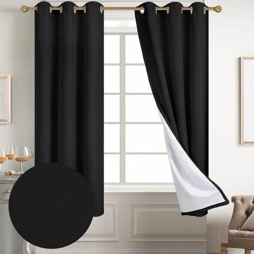 Vista 20 de Diraysid Cortinas 100% opacas de lino beige para dormitorio, con ojales, aislamiento térmico, cortinas de oscurecimiento de habitación