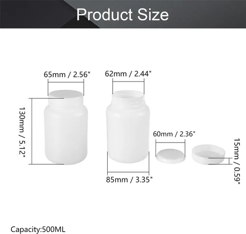 Vista 2 de Othmro 10 botellas de plástico de 16.9 fl oz, botella cilíndrica de reactivo químico de laboratorio, botella de polietileno de reactivo