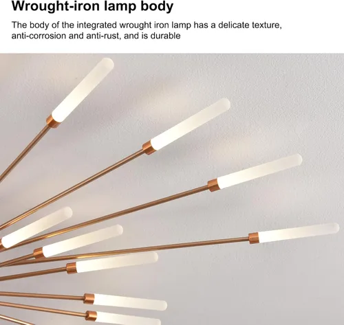 Vista 6 de Lámpara de techo LED moderna, con forma de flor de 42 cabezales, accesorios de iluminación para sala de estar, lámpara de montaje empotrado