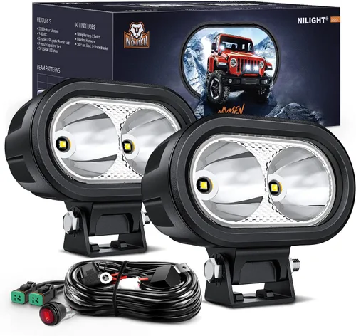 Vista 14 de Nilight Focos LED Redondos de 3 Pulgadas para Motocicleta, 2 Unidades, Focos LED Antiniebla Puntuales de 1550LM con EMC Integrado, Luz Auxiliar
