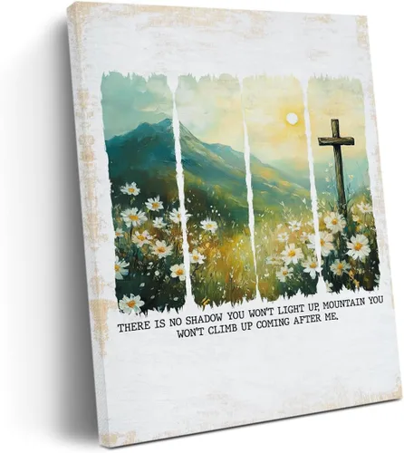 Vista 12 de Lienzo decorativo retro de fe cristiana para pared, versículo espiritual inspirador de la Biblia, regalos religiosos para mujeres, decoración floral
