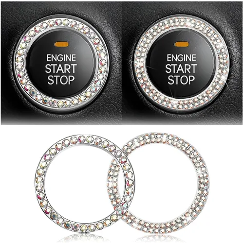 Vista 26 de Calcomanías de anillo de arranque de motor con diamantes de imitación de cristal, paquete de 2 unidades, cubierta / calcomanías para botón de Doble