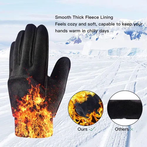 Vista 3 de Guantes de invierno para niños, con revestimiento impermeable y cálido, forro polar grueso, antideslizante, para niños y niñas de 3 a 15 años