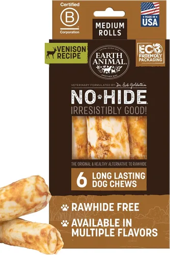 Vista 9 de Earth Animal Masticables sin ocultar – de The Grill Rolls Bacon Cheeseburger Sabor Rawhide Free Medium Dog Chews – 3