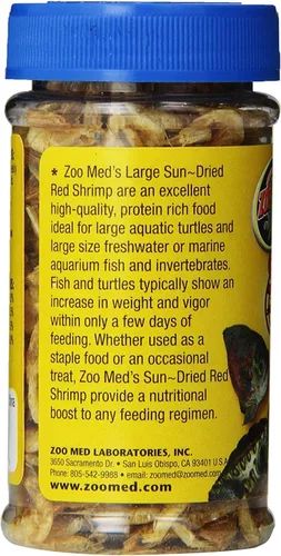 Vista 3 de Zoo Med Paquete de 2 camarones rojos grandes secados al sol, 0.5 onzas cada uno, regalo para peces tropicales grandes y tortugas acuáticas