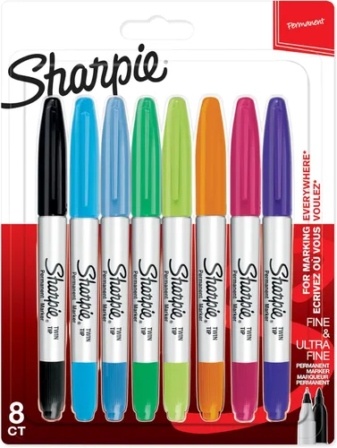 Vista 6 de Sharpie Marcadores permanentes de doble punta Puntos finos y ultrafinos Rojo 12