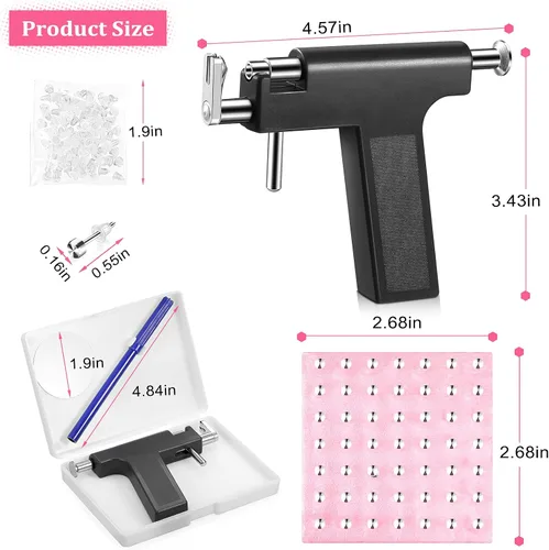 Vista 4 de Kit de 158 piezas de piercing de oreja, herramienta desechable para perforación de oreja, herramienta de perforación de oreja para el cuerpo, oreja