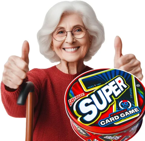 Vista 3 de Juego de Cartas Familiar Colectivo Super 7 en Lata – para Niños y Adultos, Noche de Juegos Familiares, Juegos Rápidos, Fácil de Aprender, 2-7