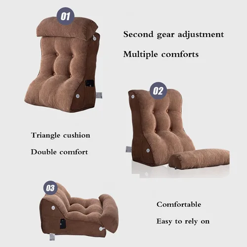 Vista 5 de Almohada de lectura para sentarse, respaldo de cuña en la cama/sofá, almohada triangular de lectura, cojín de apoyo lumbar con almohada ajustable