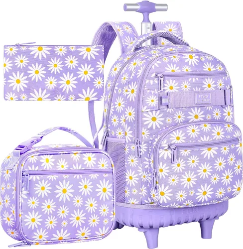 Vista 13 de Mochila con ruedas para niños, bolsa de libros con ruedas para hombres Azul