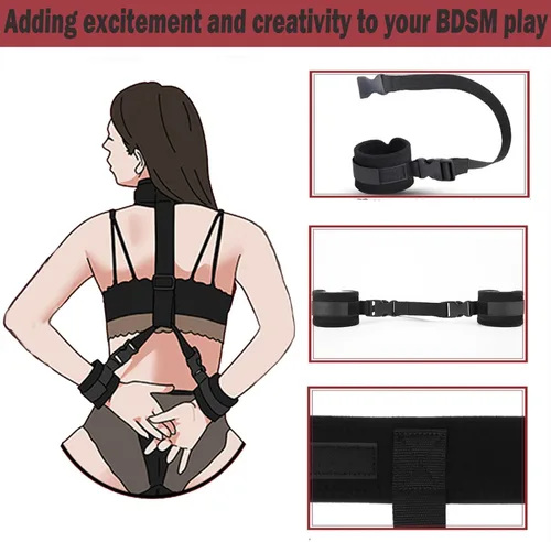Vista 2 de BDSM - Juego de juguetes sexuales de bondage, correas de sujeción para cama sexual, juego de esposas para adultos adultos, dormitorio, kit