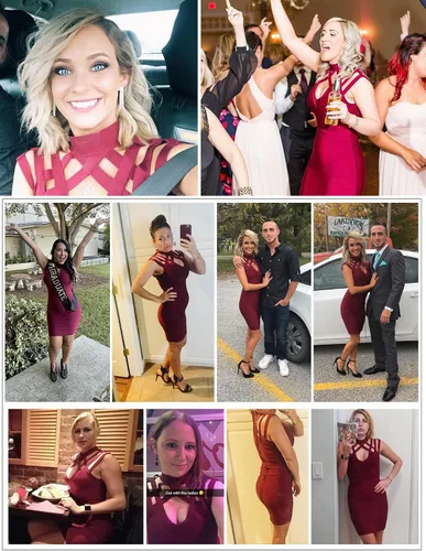 Vista 2 de meilun Hight Neck Cut Out Bandage Dress Mini Formal Party Gowns Wedding Guest Dress for Women