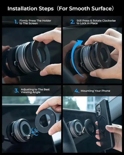 Vista 9 de Soporte magnético para teléfono de automóvil de absorción al vacío, adecuado para teléfonos iPhone y Android, soporte de ventosa ajustable de 360°