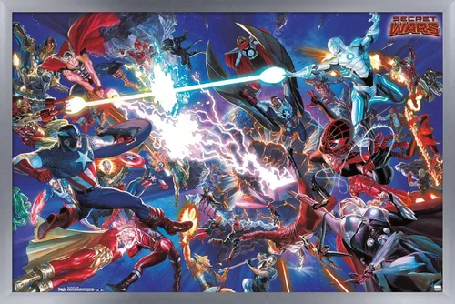 Vista 11 de Trends International Marvel Comics Secrets Wars - Póster de pared de batalla de 14.725 x 22.375 pulgadas, versión enmarcada de madera de granero