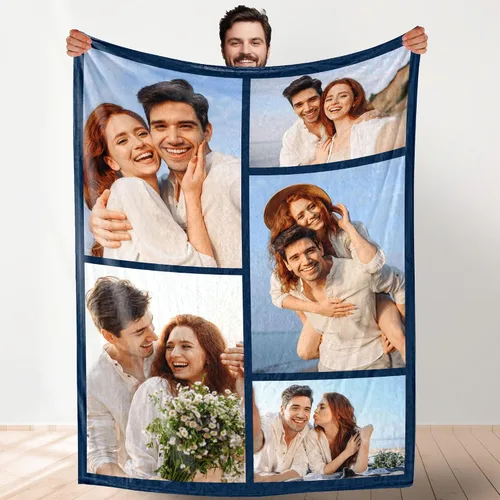 Vista 11 de Manta de fotos personalizada para bodas, parejas, fotos para familiares, amigos, regalos personalizados de Navidad y cumpleaños, fabricada