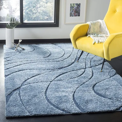 Vista 103 de Safavieh Florida Shag Collection - Alfombra de área de 2 x 3 pies, color crema/beige, diseño geométrico, felpa de 1.2 pulgadas de grosor, ideal