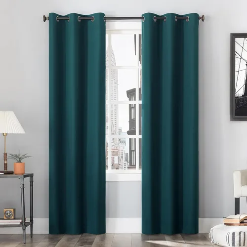 Vista 21 de Sun Zero Cyrus - Par de paneles de cortinas térmicas 100% opacas con ojales Cacao