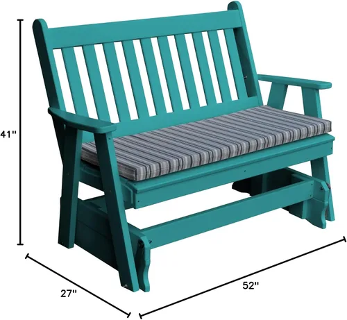 Vista 2 de Furniture Barn USA Planeador inglés tradicional polivinílico de 4 pies, azul Aruba Azul (Aruba Blue)