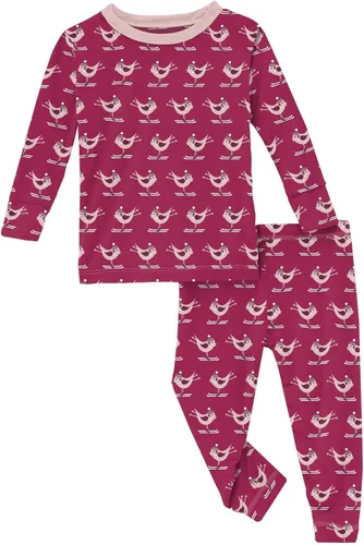 Vista 113 de KicKee Pants Conjunto de pijama de manga larga con estampado de piezas