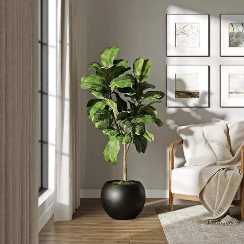 Vista 24 de DTY Fiberstone - Maceta tipo globo para interiores y exteriores, maceta esférica ligera para olivo, Monstera y palma, piedra de fibra de vidrio
