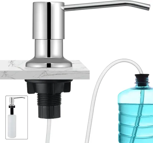 Vista 8 de CREA Dispensador de jabón para platos para fregadero de cocina, juego de dispensador de jabón de cocina integrado con tubo de 39 pulgadas, botella
