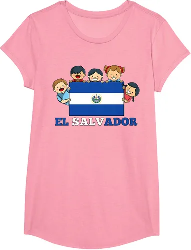 Vista 71 de Camiseta salvadoreña del Mes de la Herencia Hispana con la bandera de El Salvador para niños, Negro