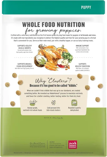 Vista 3 de The Honest Kitchen Racimos de alimentos enteros para cachorros sin granos de pollo alimento seco para perros, bolsa de 4 libras