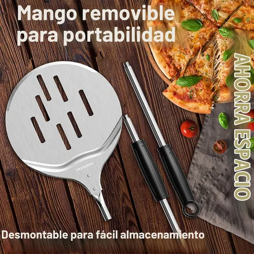 Vista 6 de Pizza Peel & Turner, espátula para pizza de 9 pulgadas con mango extensible (26-36 pulgadas de longitud)